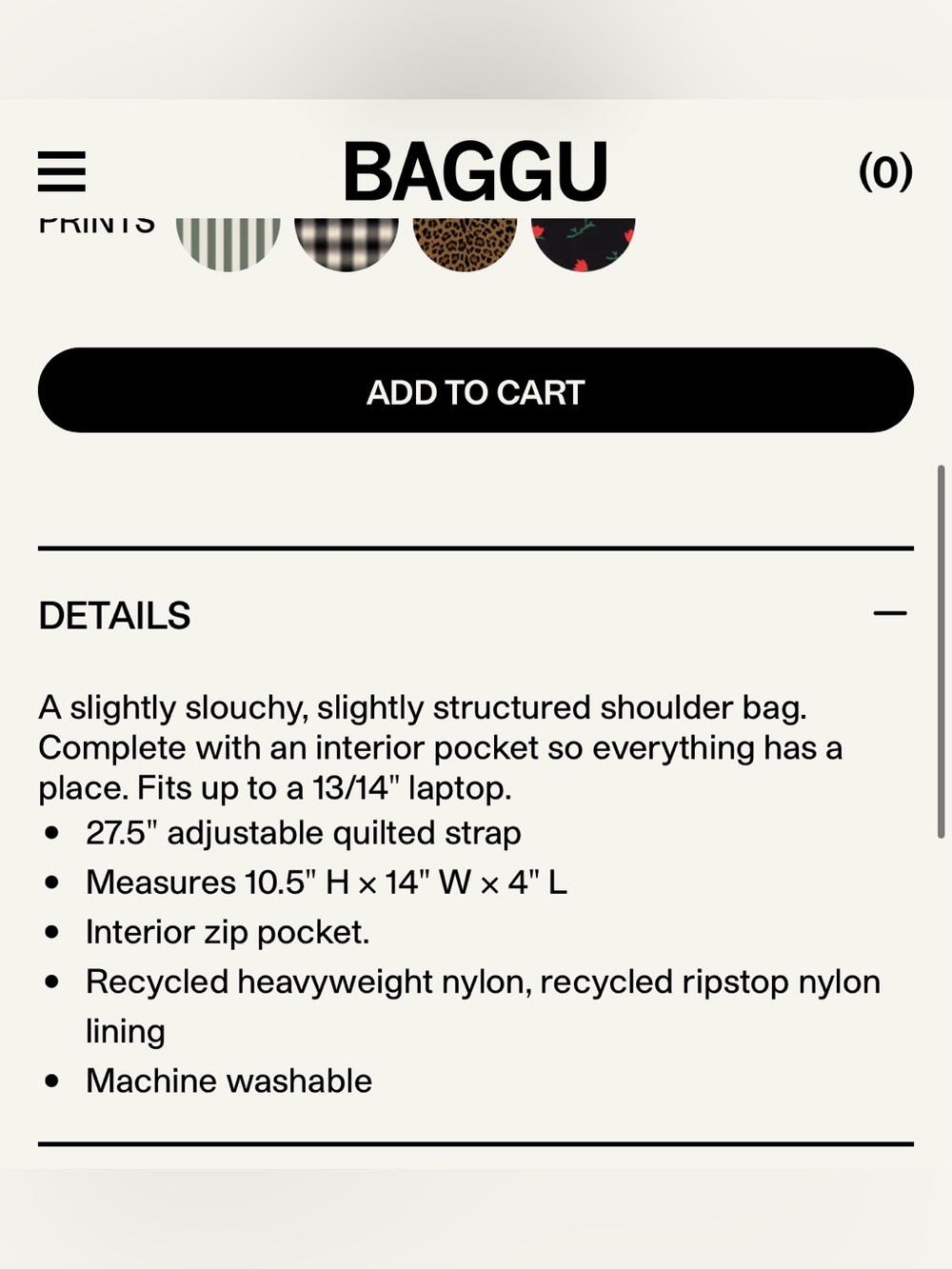 Baggu Nylon Shoulder Bag in Cocoa - Picture 5 of 5